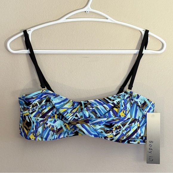 Vintage Y2K Baltex Body ID Blue Pattern Twist Front Bandeau Bikini Top - Picture 1 of 10